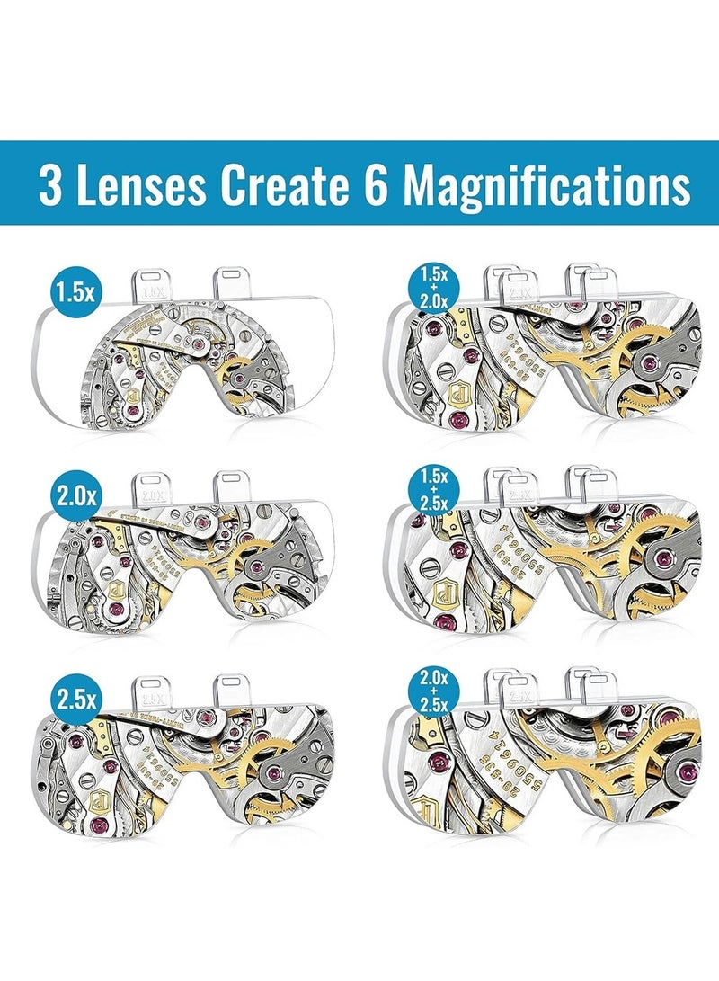 Headband Magnifying Glass With Light Head Mount Magnifying Glass With 3 Detachable Lenses For Close Work Jewelry Hobby Crafts Watch And Electronic Repair 1X To 2.5X - Image 2