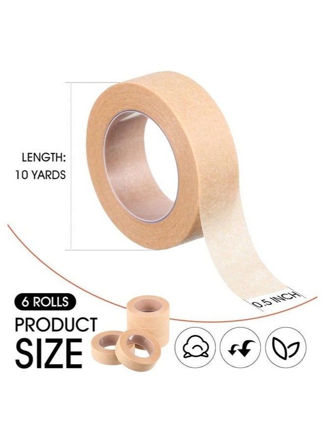 Bukela 6 Rolls Flexible Skin Tape Breathable Nose Tape Self Adhesive Gauze Tape for Wound Injuries Swelling Sports, Brown (0.5 in x 10 Yd) - Image 2