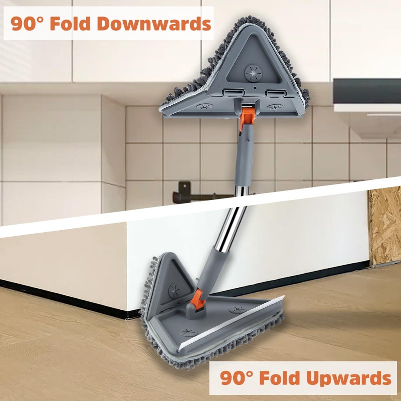 UIMO Wall Cleaner Mop with 94" Long Handle, 2-in-1 Triangle & Rectangle Head with Squeegee, 10 Washable Pads, Baseboard Cleaner Tool for Walls Scrubber, Ceilings, Windows, Glass, Fans, Doors, Corners - Image 5