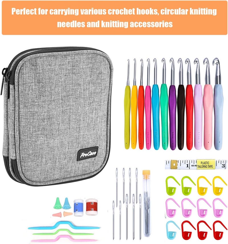 Procase Crochet Hook Case (up to 6.5 Inches), Travel Organizer Zipper Bag for Various Crochet Hooks, Circular Knitting Needles and Other Accessories (NO Accessories Included) - Image 3