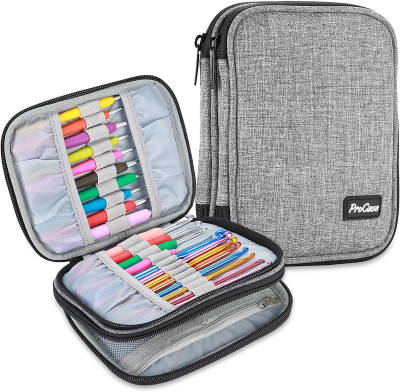 Procase Crochet Hook Case (up to 6.5 Inches), Travel Organizer Zipper Bag for Various Crochet Hooks, Circular Knitting Needles and Other Accessories (NO Accessories Included) - Image 1