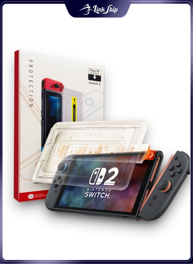 طريقة الاتصال حماية شاشة نينتندو سويتش 2 [حزمة 1 قطعة]، صلابة 9H مقاومة للخدوش والبصمة، تركيب خالي من الفقاعات، سريعة 0.33 ملم، علبة مقاومة للغبار مرفقة - Image 1