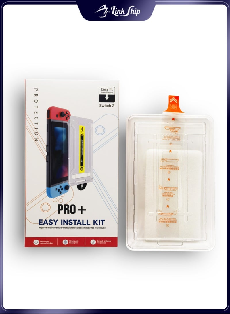 طريقة الاتصال حماية شاشة نينتندو سويتش 2 [حزمة 1 قطعة]، صلابة 9H مقاومة للخدوش والبصمة، تركيب خالي من الفقاعات، سريعة 0.33 ملم، علبة مقاومة للغبار مرفقة - Image 2