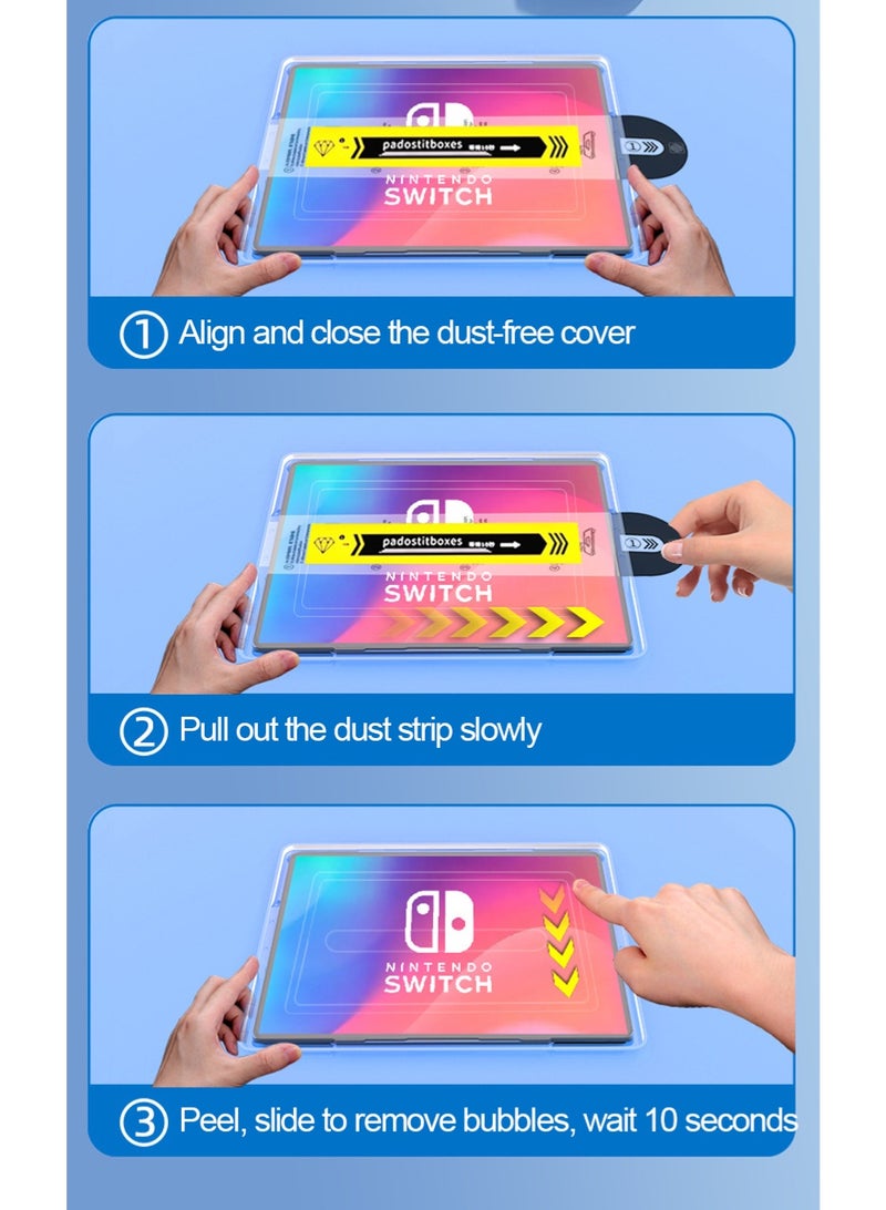 طريقة الاتصال حماية شاشة نينتندو سويتش 2 [حزمة 1 قطعة]، صلابة 9H مقاومة للخدوش والبصمة، تركيب خالي من الفقاعات، سريعة 0.33 ملم، علبة مقاومة للغبار مرفقة - Image 4