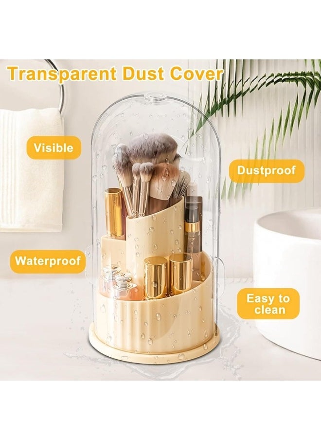 Generic - Cosmetic Brush Organizer with Lid 360 Degree Rotating Makeup Holder Dustproof Storage Container for Brushes Perfect Display Case for Makeup and Beauty Products - Image 1