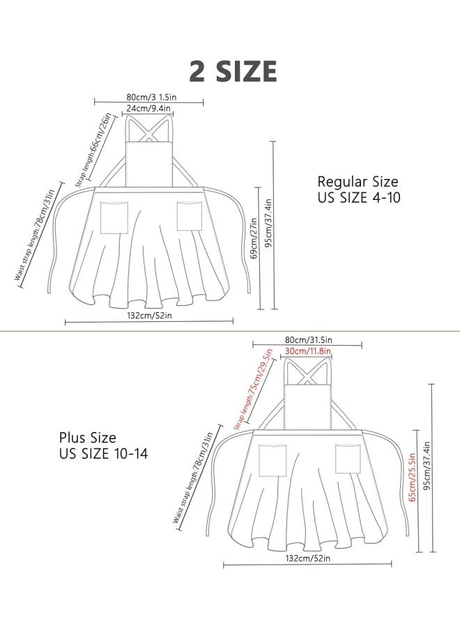 Generic - Toconffon Japanese Vintage Cute Apron Dress Cross Back Pinafore Apron For Women With 2 Pockets For Cooking Painting Gardening - Image 1