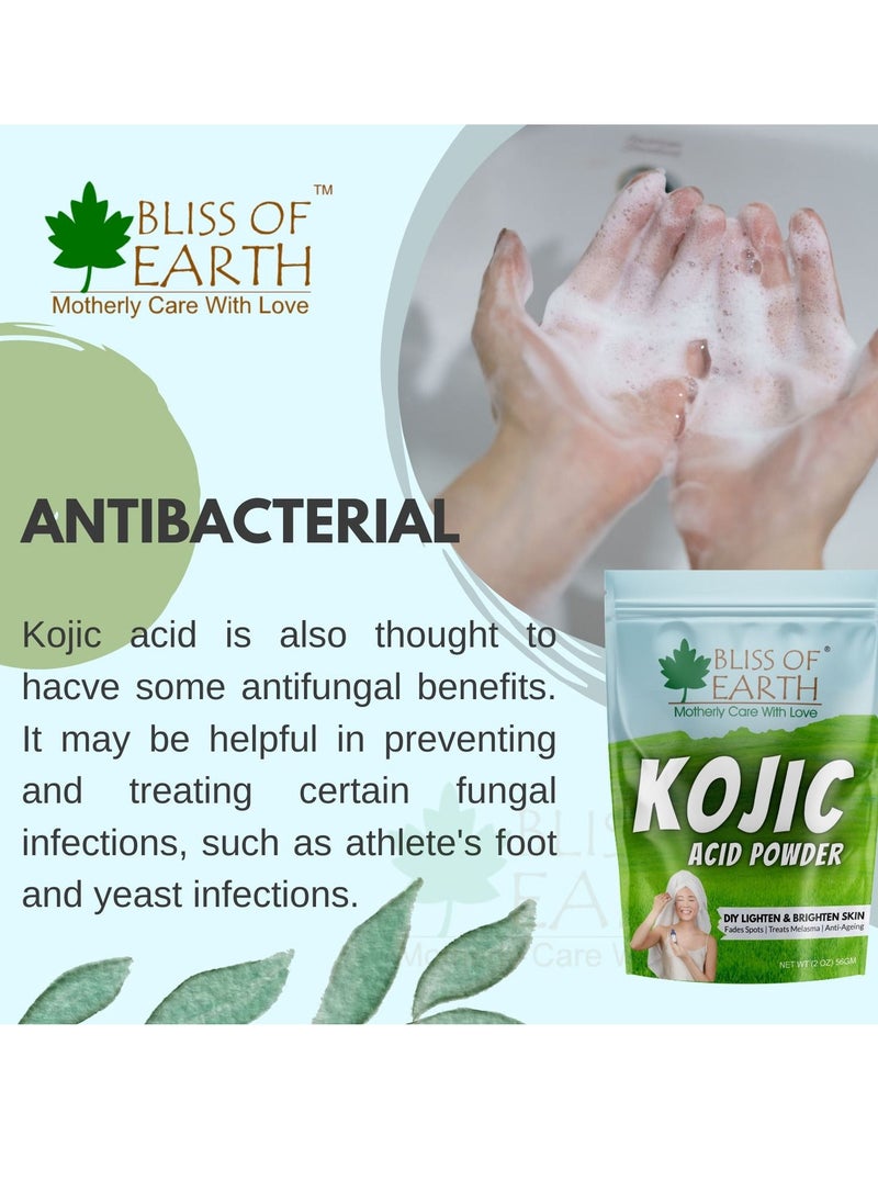BLISS OF EARTH - Bliss of Earth 4 oz Korean Kojic Acid Powder Original for Skin Whitening, Soap Making & DIY Products, 113GM - Image 1