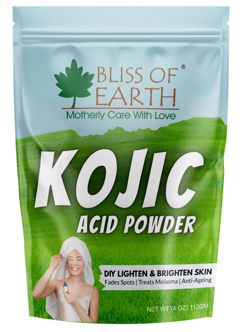 BLISS OF EARTH - Bliss of Earth 4 oz Korean Kojic Acid Powder Original for Skin Whitening, Soap Making & DIY Products, 113GM - Image 1