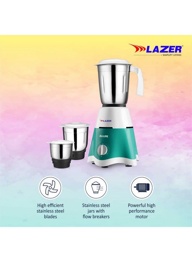 Lazer Allure 3 jars 500W Mixer Grinder (Aquamarine) - Image 3