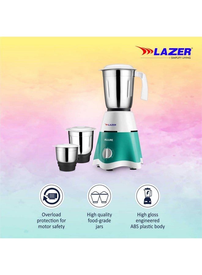 Lazer Allure 3 jars 500W Mixer Grinder (Aquamarine) - Image 2