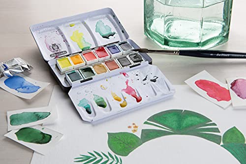 Schmincke - AKADEMIE®AQUARELL Watercolor Compact Color Box, Basic Assortment 12 x 1/2 Pans, 75 112 097, Metal Box, Highly lightfast Colors, fine Artists' Watercolors - Image 5