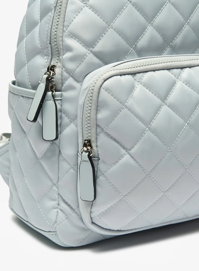 Lee Cooper Women Quilted Backpack with Adjustable Straps and Zip Closure - 30x13x38 cm