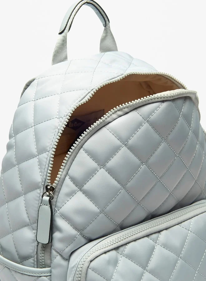 Lee Cooper Women Quilted Backpack with Adjustable Straps and Zip Closure - 30x13x38 cm