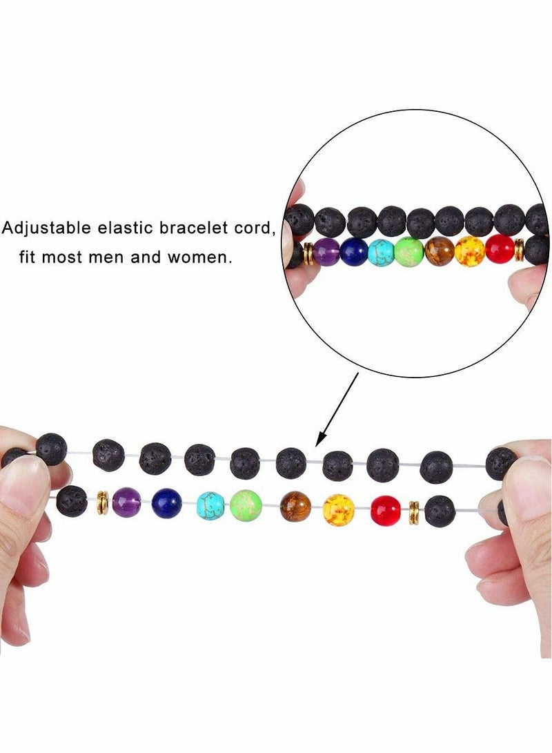Excefore 3Pcs Chakra Bracelets for Women Lava Rock 7 Chakras Crystals and Healing Stones Bracelets 8mm Crystal Yoga Beaded Essential Oil Diffuser  - Image 4