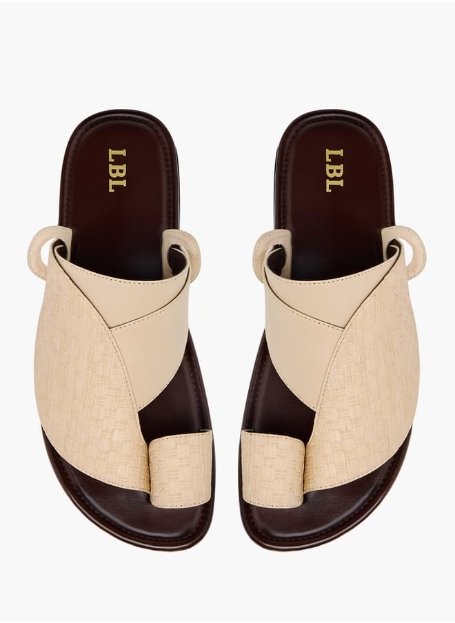 LBL by Shoexpress Men's Embroidered Slip-On Arabic Sandals with Toe Loop Detail  - Image 1