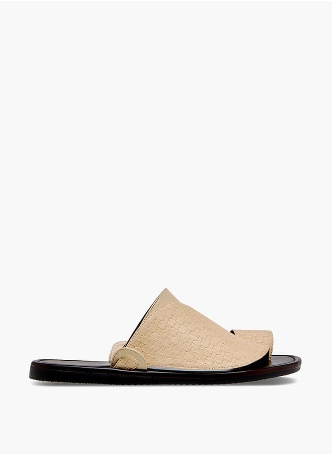 LBL by Shoexpress Men's Embroidered Slip-On Arabic Sandals with Toe Loop Detail  - Image 2