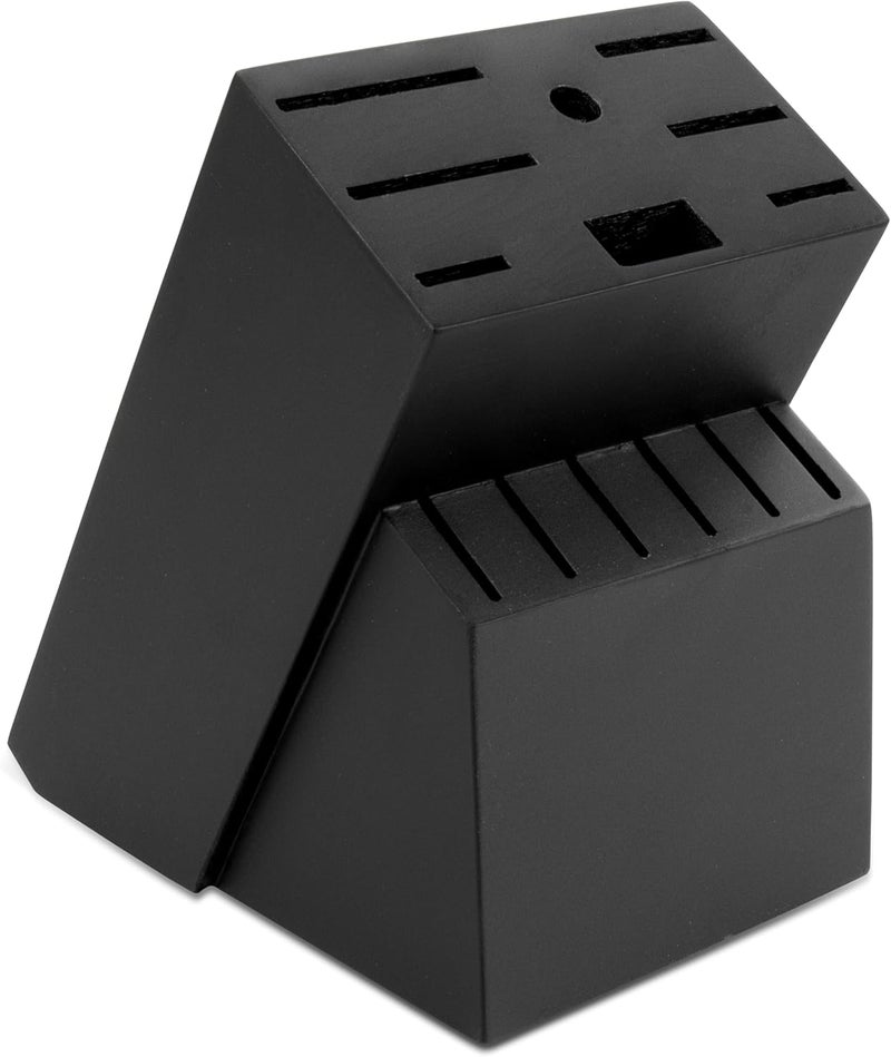 RedCall Universal Knife Block Holder,Large Wood Bamboo Knife Block without Knives,14 Slot Universal Knife Holder Countertop,Butcher Block Knife Storage Organizer for Kitchen (Black) - Image 1