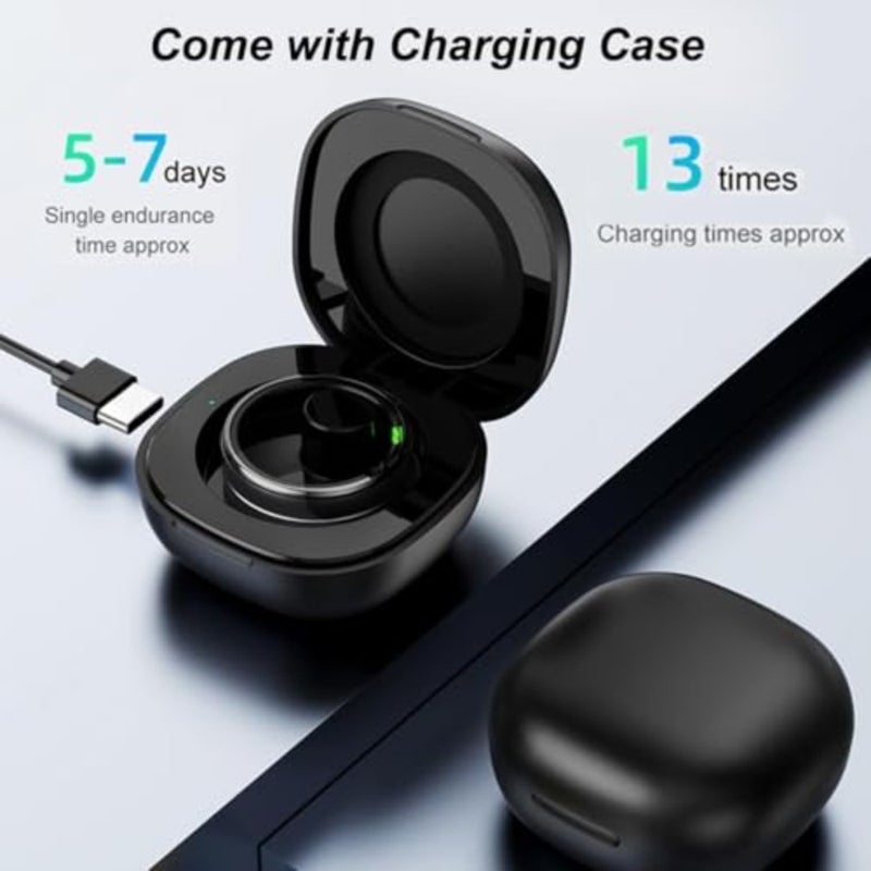 Fitness ring for daily health monitoring, titanium alloy, black, 5ATM waterproof with heart rate and sleep tracking - Image 5