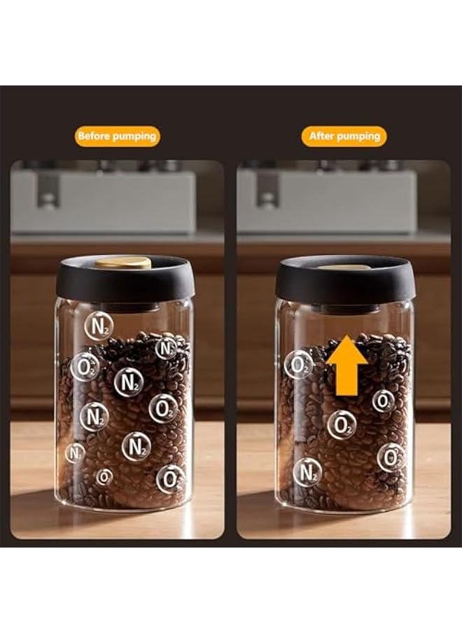 HOOKOR Glass Canister with Vacuum Lids,500/900/1200ml Borosilicate Glass Coffee Canister Container,Perfect for Coffee,Beans,Loose Tea,Candy,Nuts,Spices,Snacks for Fresh Keeping (500ML)  - Image 5