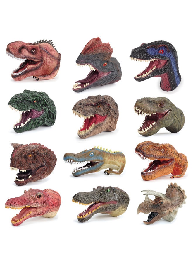 Dinosaur Puppet Dinosaur Gloves Toy Soft Rubber Jurassic Simulation Tyrannosaurus 3-6 Years Old Children's Toy Animal Head-Color:Brown Dragon Hand Puppet - Image 1