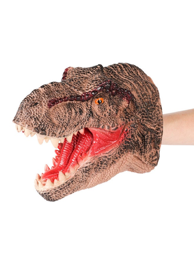 Dinosaur Puppet Dinosaur Gloves Toy Soft Rubber Jurassic Simulation Tyrannosaurus 3-6 Years Old Children's Toy Animal Head-Color:Brown Dragon Hand Puppet - Image 4