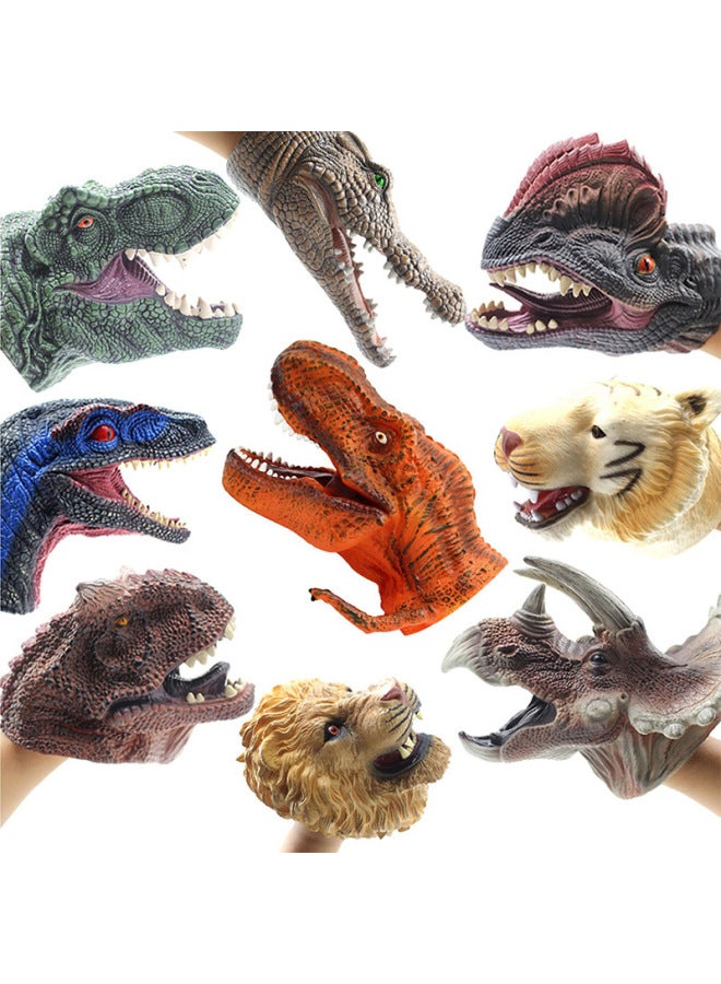 Dinosaur Puppet Dinosaur Gloves Toy Soft Rubber Jurassic Simulation Tyrannosaurus 3-6 Years Old Children's Toy Animal Head-Color:Brown Dragon Hand Puppet - Image 3