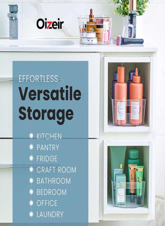Oizeir Clear Plastic Fridge Organizer Bins - Set of 8 Stackable Refrigerator & Pantry Storage Bins with Handles for Snacks, Freezer, Kitchen Cupboard, and Cabinet Organization - Image 5