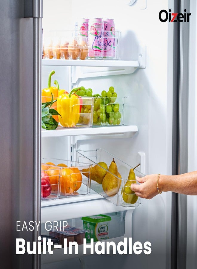 Oizeir Clear Plastic Fridge Organizer Bins - Set of 8 Stackable Refrigerator & Pantry Storage Bins with Handles for Snacks, Freezer, Kitchen Cupboard, and Cabinet Organization - Image 3