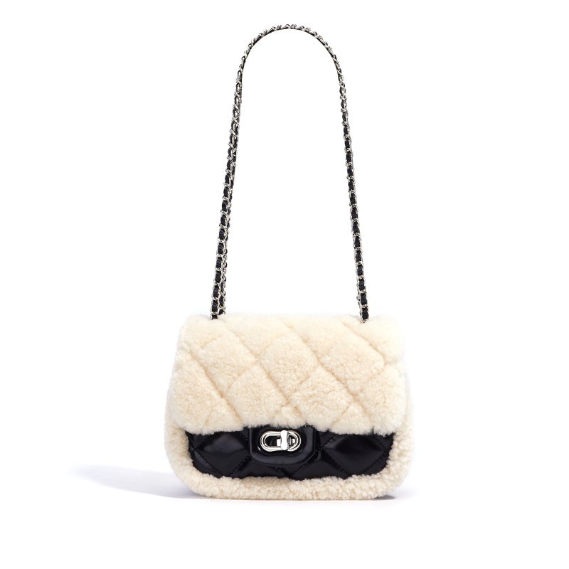 2025 Style Plush High-End Small Fragrant Square Bag Casual Rhombus Chain Bag Single Shoulder Crossbody Bag - Image 1