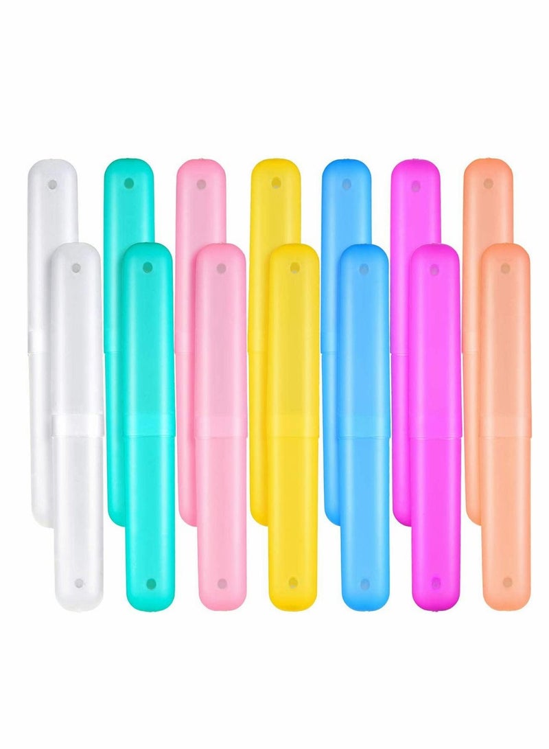 Plastic Toothbrush Storage Box Set with Protective Head Covers 14 Pieces - Image 1