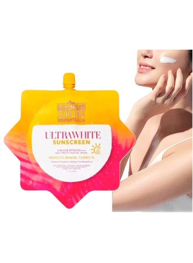 Hikari Skin Essentials Ultra White Sunscreen, Whitening Sunscreen, Ultrawhite Sunscreen, Ultra-Lightweight Airy-Fit Sun-screen SPF50, Lightweight Moisturizing Gel Fast Absorbing, Water-Resistant50ml - Image 1