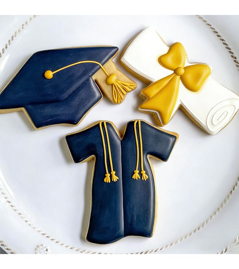 3 Piece Graduation Cookie Cutter Set Cap Gown Diploma Stainless Steel Cake Decoration - Image 2