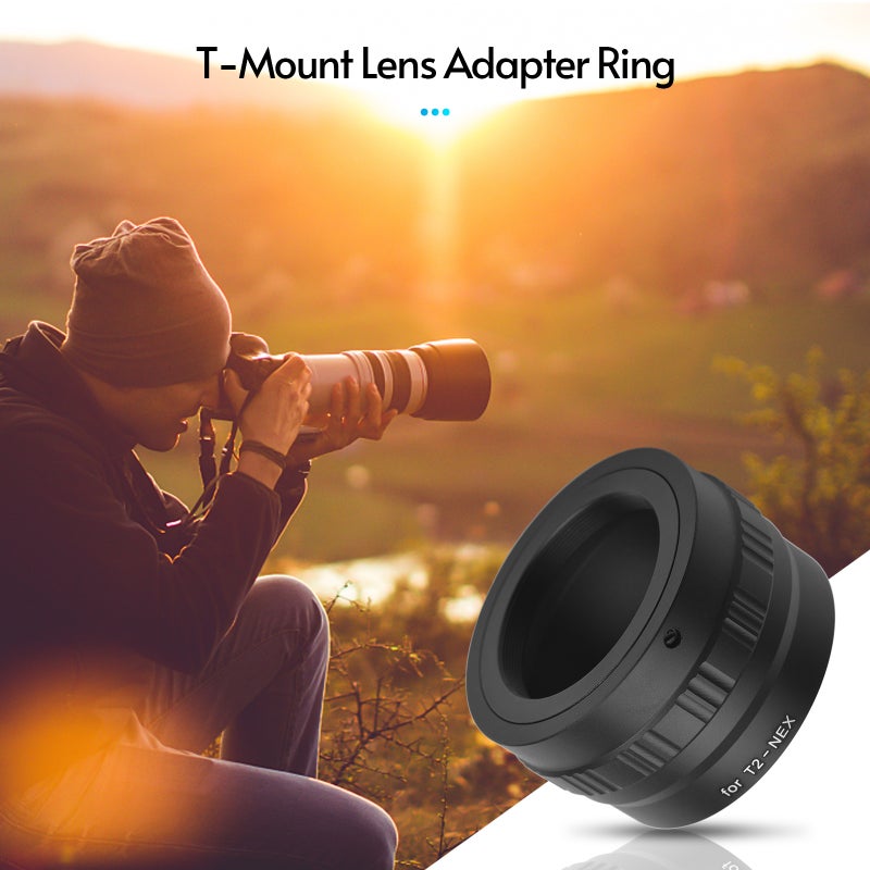 حلقة محول قاعدة عدسة معدنية T2-NEX - محول عدسة قاعدة T/T2 بديل لكاميرات Sony NEX-7/NEX-6/NEX-5/NEX-5C/NEX-5N/NEX-5R/NEX-5T/NEX-3/NEX-C3/NEX-F3/NEX-3N بدون مرآة من نوع قاعدة NEX E - Image 4