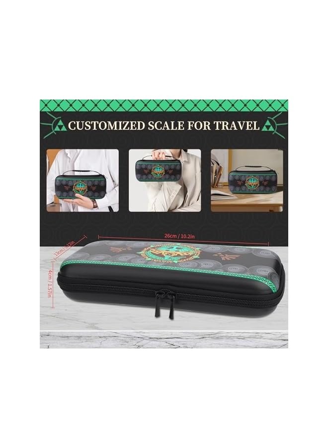 بروماس حقيبة حمل لجهاز Nintendo Switch OLED of Zelda، حقيبة سفر سوداء مع غطاء واقٍ مقاوم للماء، واقي شاشة زجاجي، 2 غطاء إبهام (من أجل دموع المملكة) - Image 3