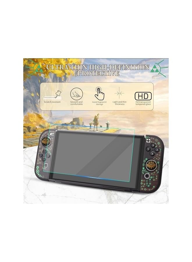 بروماس حقيبة حمل لجهاز Nintendo Switch OLED of Zelda، حقيبة سفر سوداء مع غطاء واقٍ مقاوم للماء، واقي شاشة زجاجي، 2 غطاء إبهام (من أجل دموع المملكة) - Image 4