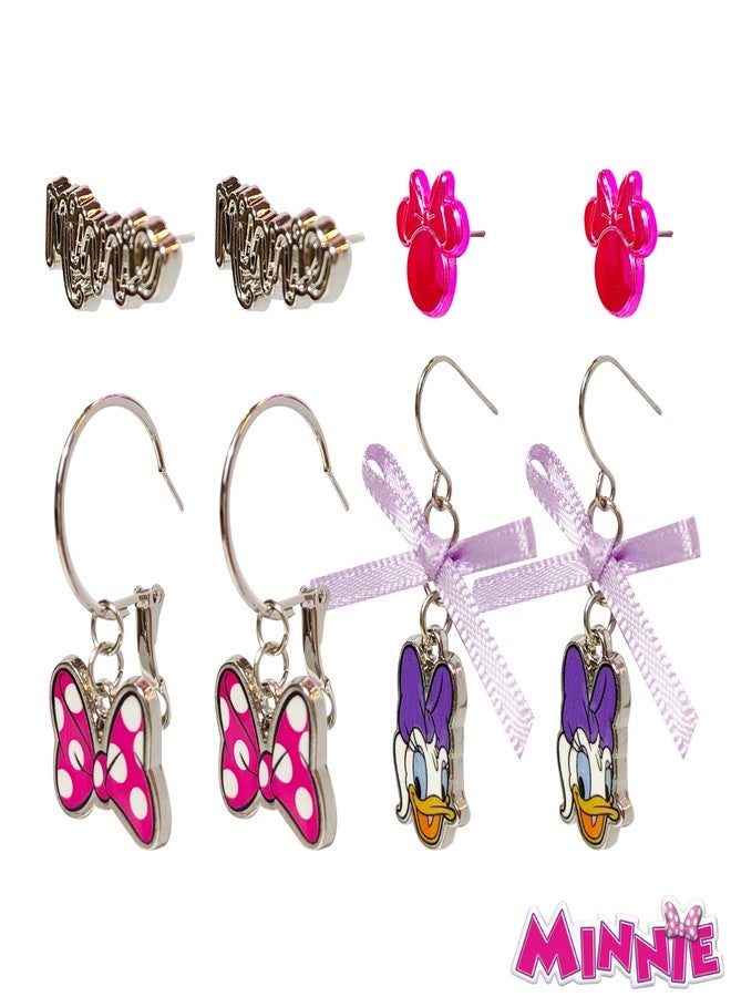 LUV HER Disney Hypoallergenic Earrings for Girls - 2 Stud & 2 Fishhook Drop Earrings with Charms, One Size Fits All, Fun Accessories for Girls Ages 4+ - Image 2