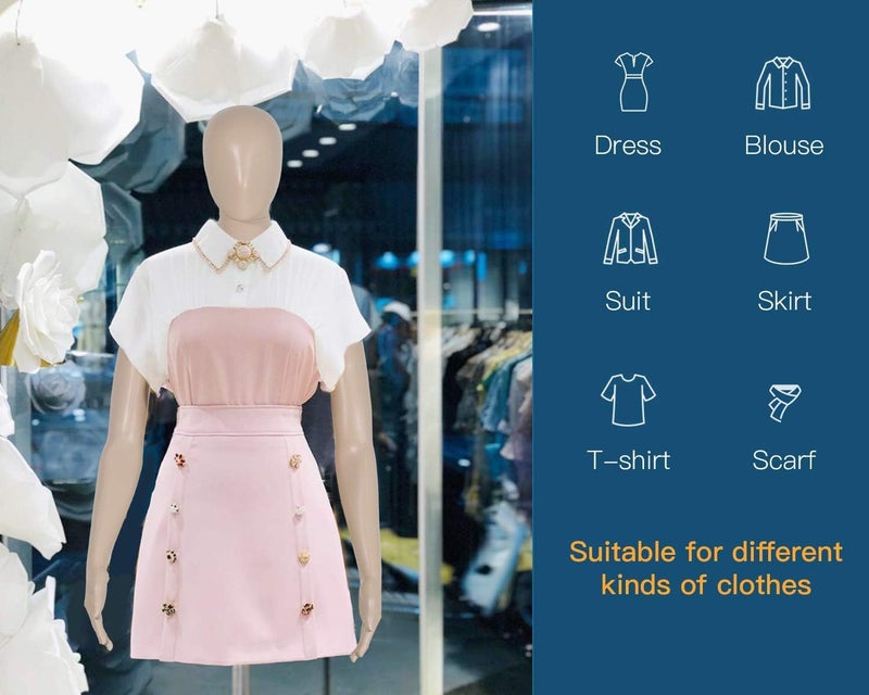 FDW Female/Male Mannequin 39-56/42-59 Inch Height Adjustable Torso Dress Form Sewing Manikin Dress Model Stand Display Head Dress Mannequin Clothing Form Metal Base Stand (39-56Inch) - Image 5