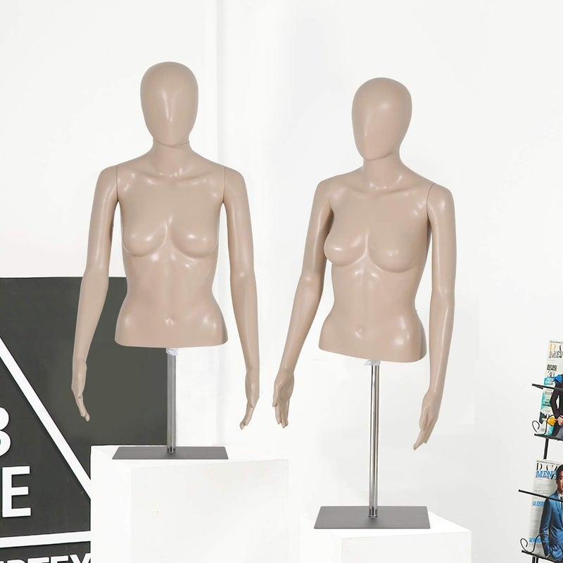 FDW Female/Male Mannequin 39-56/42-59 Inch Height Adjustable Torso Dress Form Sewing Manikin Dress Model Stand Display Head Dress Mannequin Clothing Form Metal Base Stand (39-56Inch) - Image 1