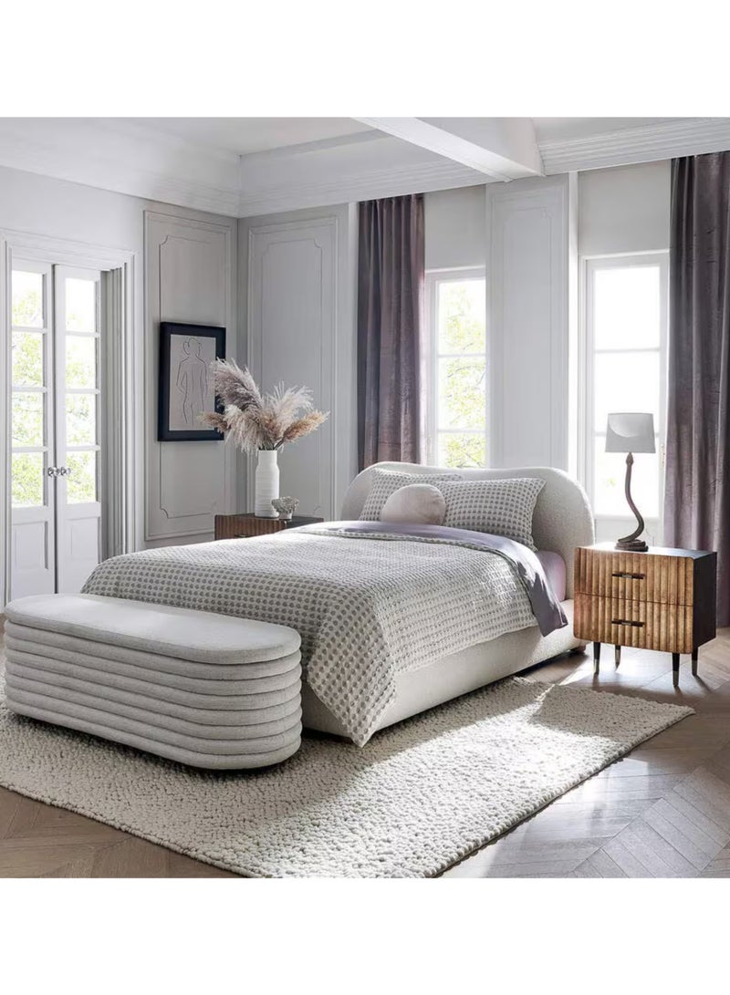 Karnak Moana-3 Bed with Upholstered Tandy Boucle Fabric – Luxurious Bedroom Decor White 200x200cm - Image 2
