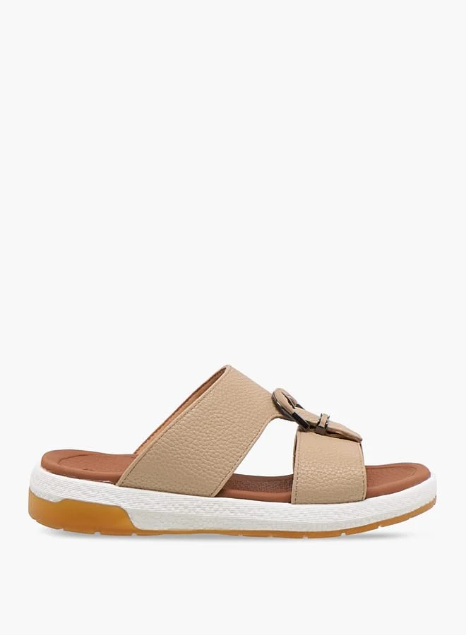 Le Confort Boys Textured Arabic Sandals with Buckle Detail