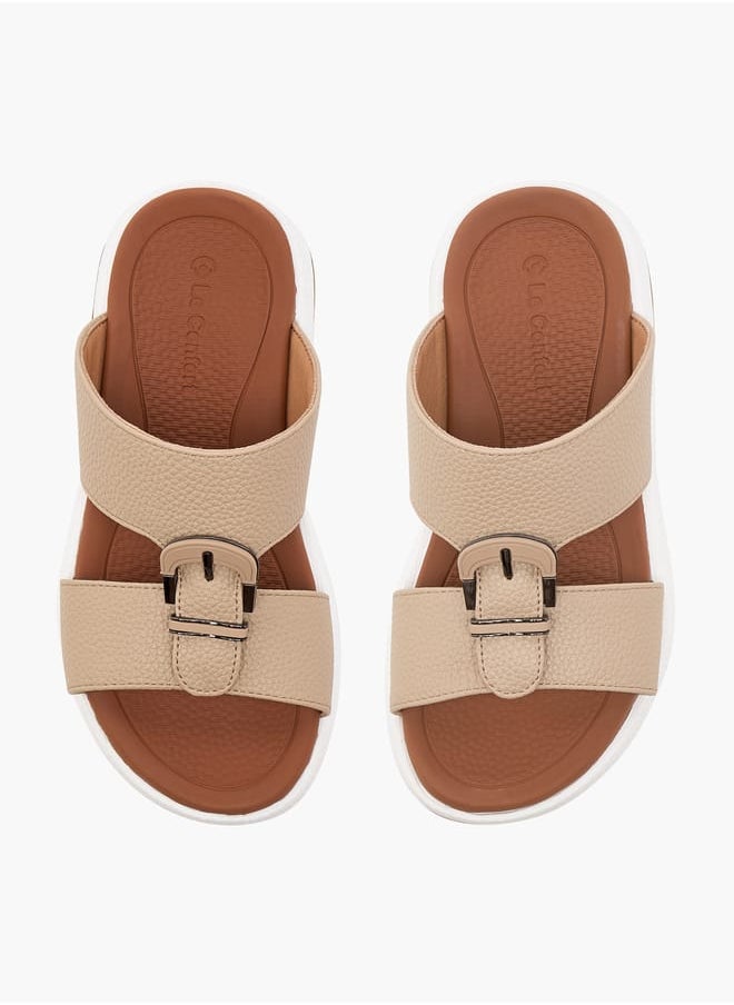 Le Confort Boys Textured Arabic Sandals with Buckle Detail  - Image 1