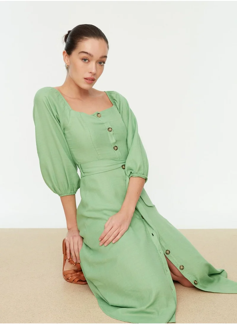 trendyol Balloon Sleeve Button Detail Dress