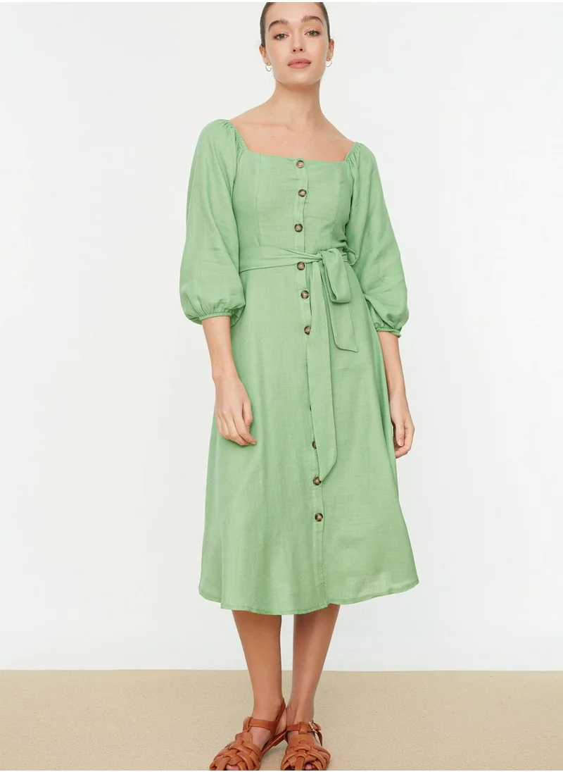 trendyol Balloon Sleeve Button Detail Dress