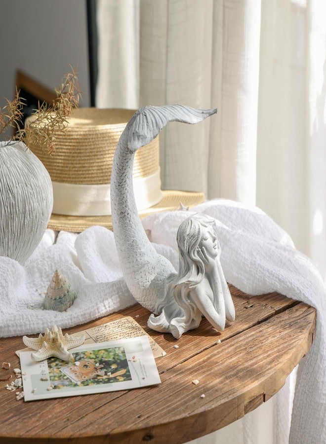 SOFFEE DESIGN Shy Mermaid Figurine Resin Ornament, Coastal Bedroom Shelf Decor for Mermaid Lovers, Unique Housewarming Gift - Image 3