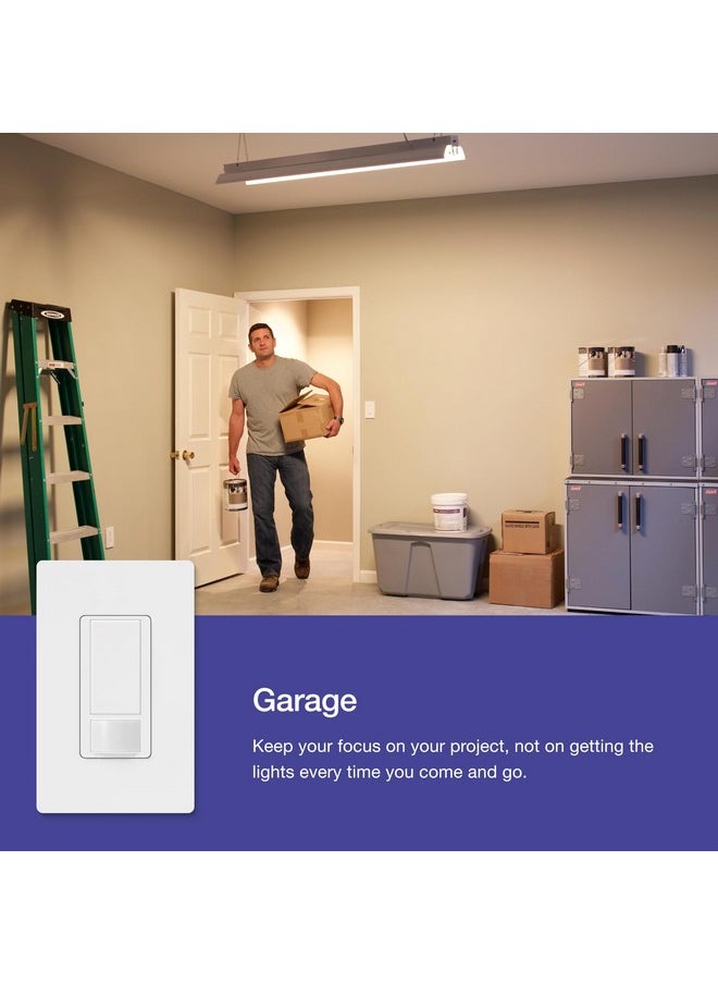 LUTRON - Lutron Maestro Motion Sensor Light Switch, for Bathroom, Garage, Laundry Room, and Closet, for Any Bulbs, Occupancy and Vacancy Sensor, Single-Pole Only, No Neutral Req, MS-OPS2H-2-WH, White (2 Pack) - Image 1