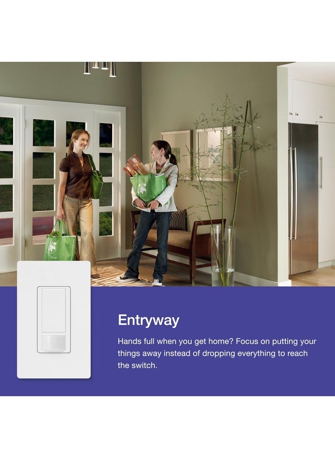 LUTRON - Lutron Maestro Motion Sensor Light Switch, for Bathroom, Garage, Laundry Room, and Closet, for Any Bulbs, Occupancy and Vacancy Sensor, Single-Pole Only, No Neutral Req, MS-OPS2H-2-WH, White (2 Pack) - Image 1