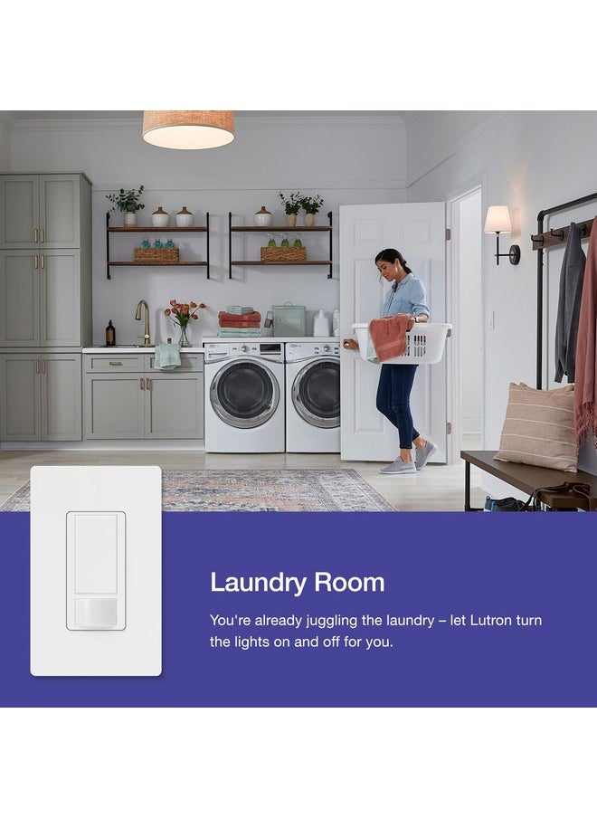 LUTRON - Lutron Maestro Motion Sensor Light Switch, for Bathroom, Garage, Laundry Room, and Closet, for Any Bulbs, Occupancy and Vacancy Sensor, Single-Pole Only, No Neutral Req, MS-OPS2H-2-WH, White (2 Pack) - Image 1