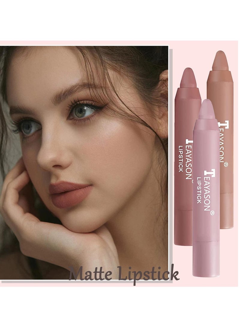 TEAYASON - Liquid Matte Lipstick, Velvet Air Moisture Smooth Crayon Lip Stain, 24 Hour Superstay Natural Nude Lipstick, Long Lasting Waterproof Lip Gloss Lipstick For Women, (Three-pack Set B) - Image 1