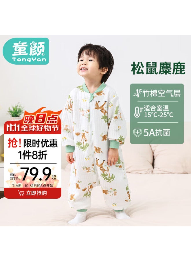 Babyface Tongyan Baby Sleeping Bag, Spring And Summer Children's Anti-kick Blanket, Bamboo Cotton Baby Pajamas, Air Layer Split-leg Sleeping Bag, Size 110 - Image 1