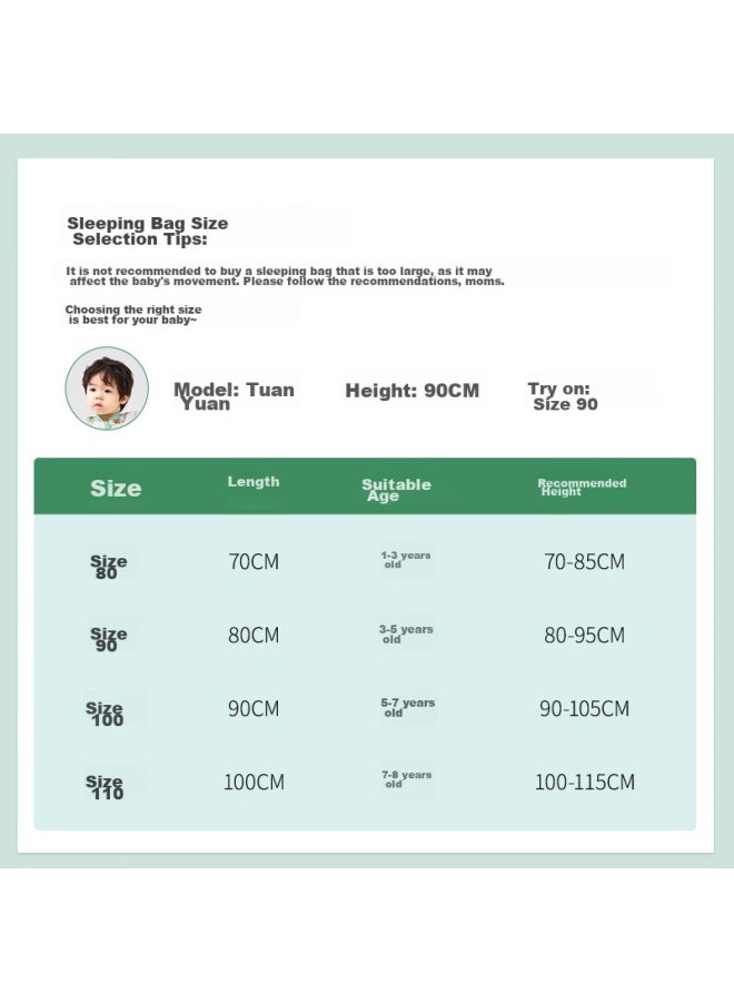 Babyface Tongyan Baby Sleeping Bag, Spring And Summer Children's Anti-kick Blanket, Bamboo Cotton Baby Pajamas, Air Layer Split-leg Sleeping Bag, Size 110 - Image 3